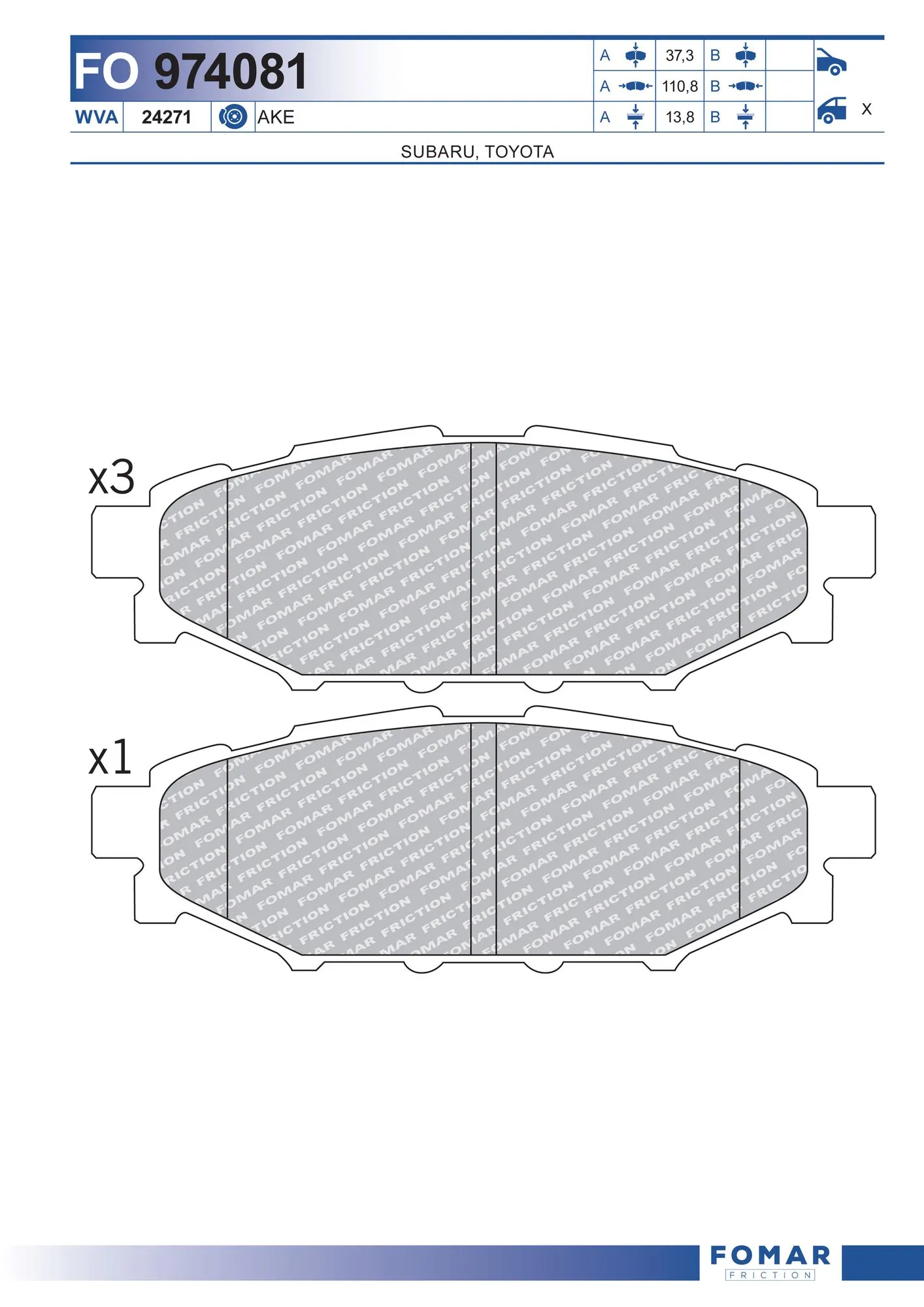 Brake Pad Set, disc brake